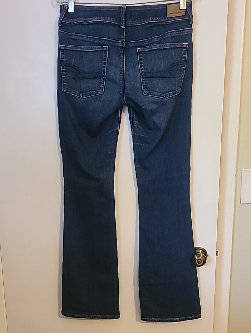 American Eagle Outfitters Dark Blue Flare Denim Jeans Super Stretch Kick Boot